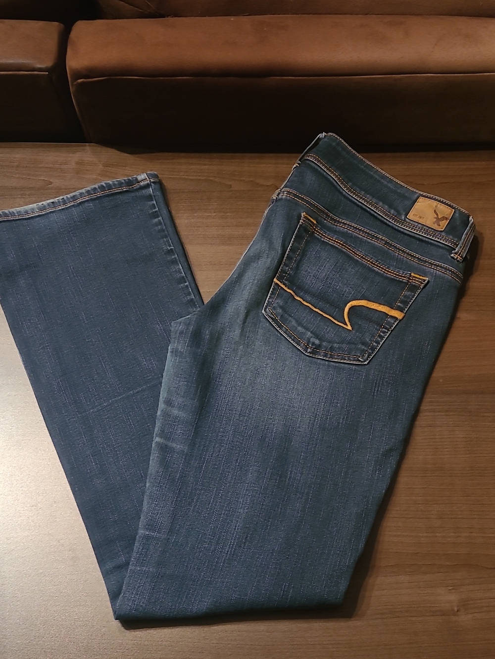 American Eagle Outfitters Women Indigo Kick Boot Jeans